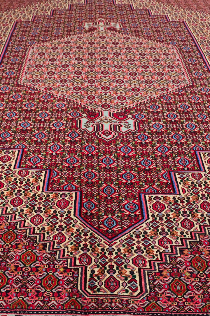 Red Mahi Medallion Persian Tabriz, Hand-Knotted Wool Rug