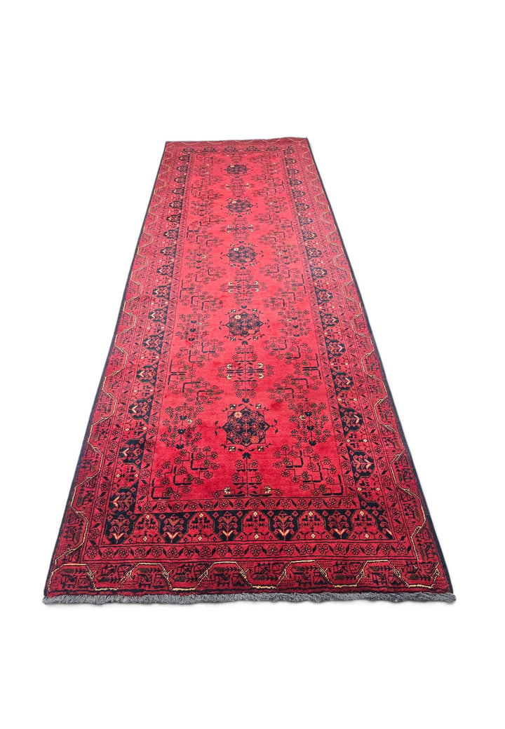 Crimson and Black Khal Mohammadi Runner, Hand-Knotted Wool