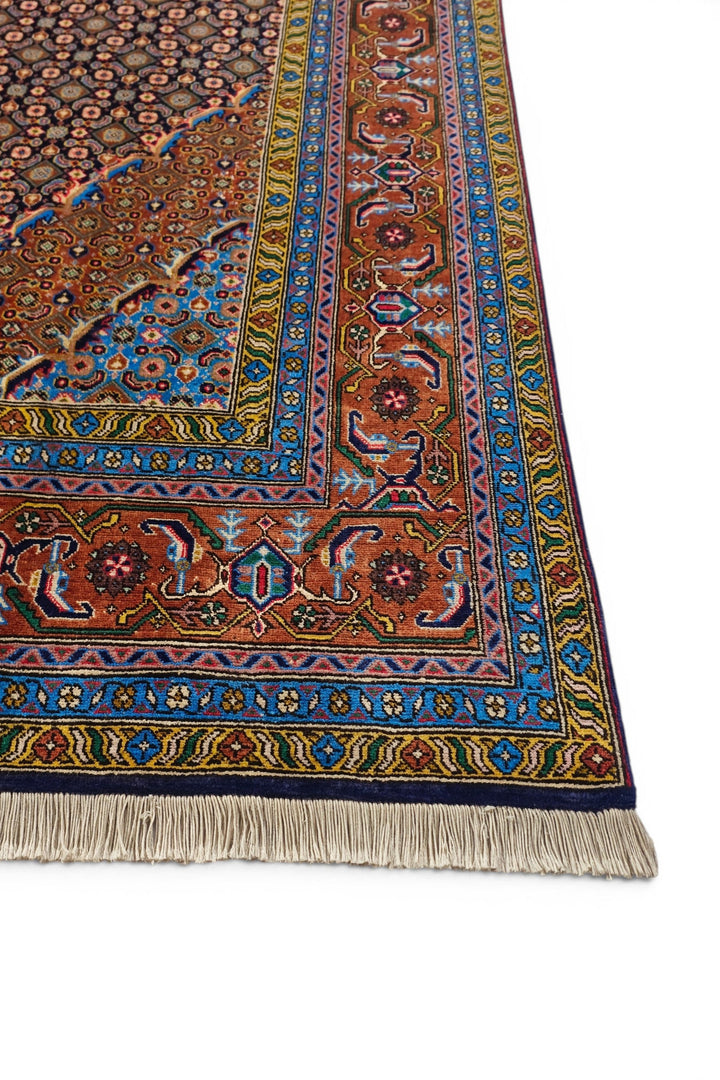 Navy Mahi Medallion Persian Ardabil, Hand-Knotted Wool Rug