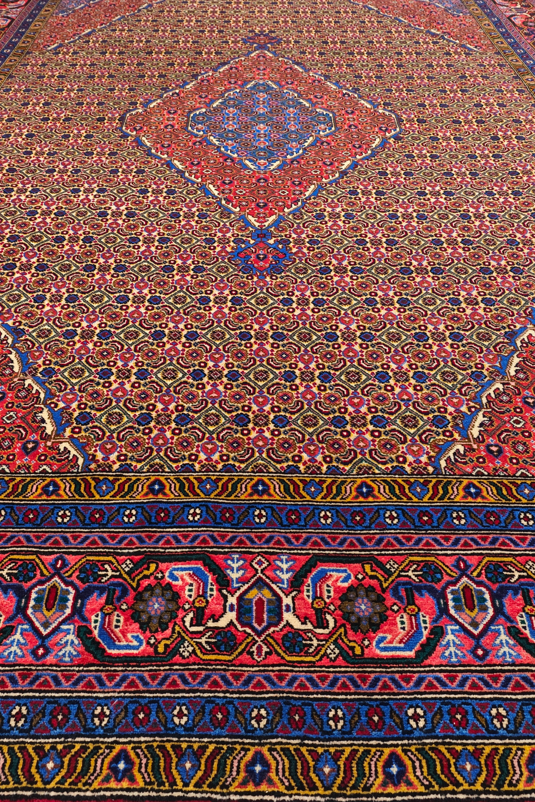 Camel Mahi Medallion Persian Ardabil, Hand-Knotted Wool Rug