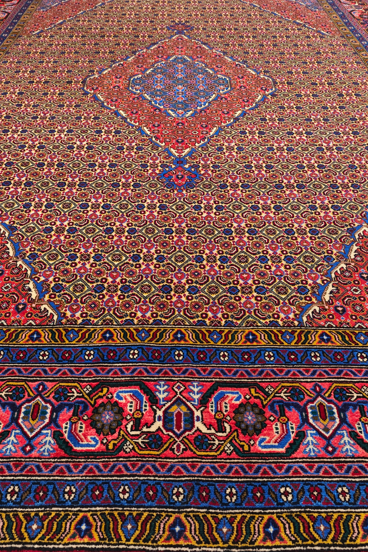 Camel Mahi Medallion Persian Ardabil, Hand-Knotted Wool Rug