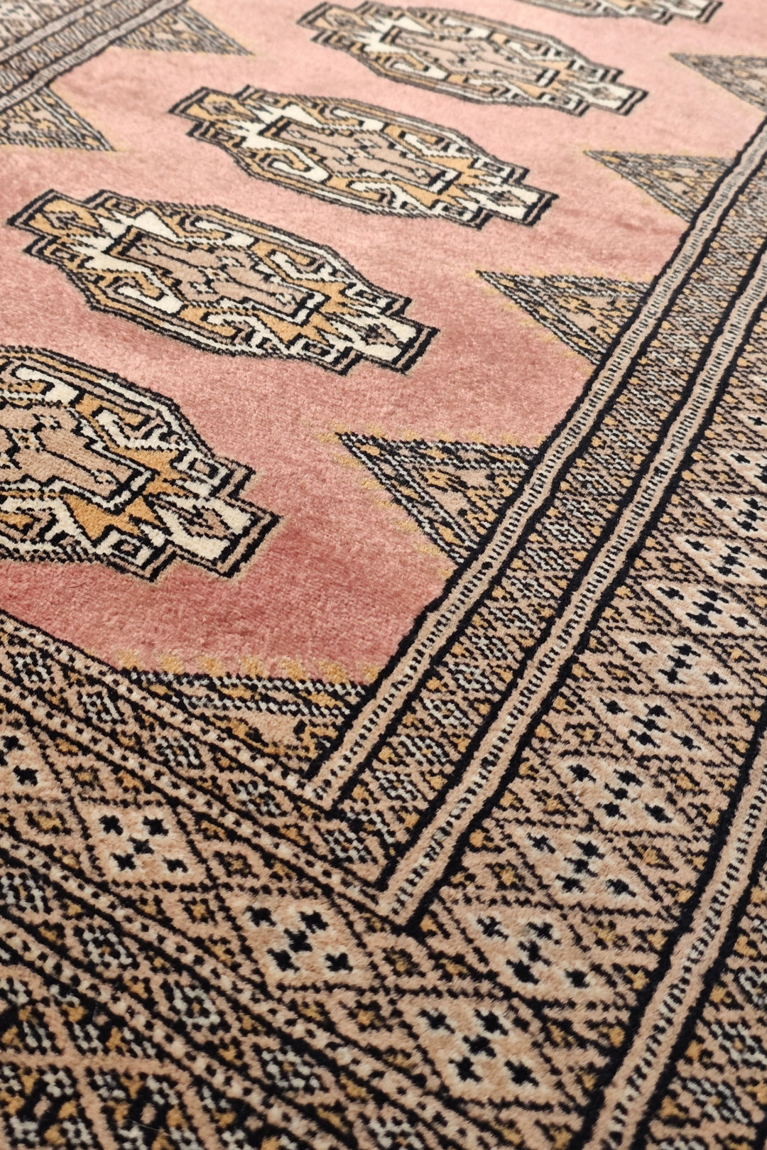 Terracotta and Beige Yamoud Rug, Hand-Knotted Wool