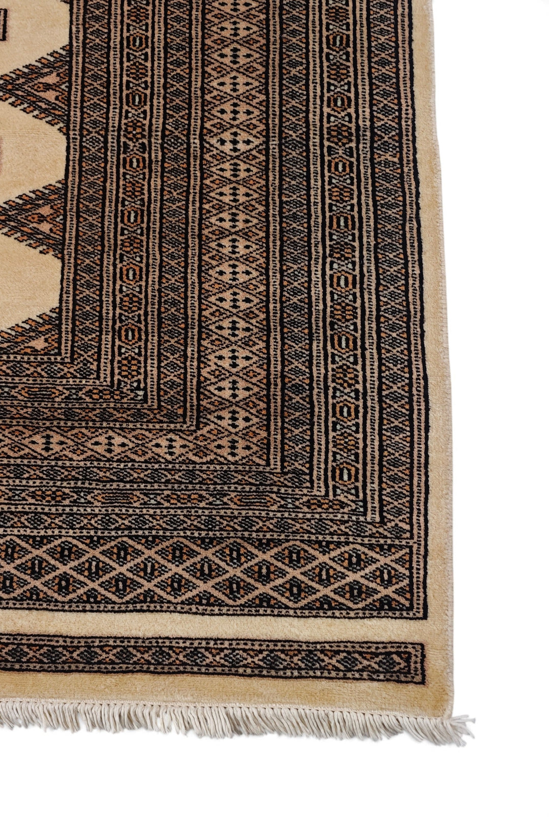 Beige and Brown Yamoud Rug, Hand-Knotted Wool