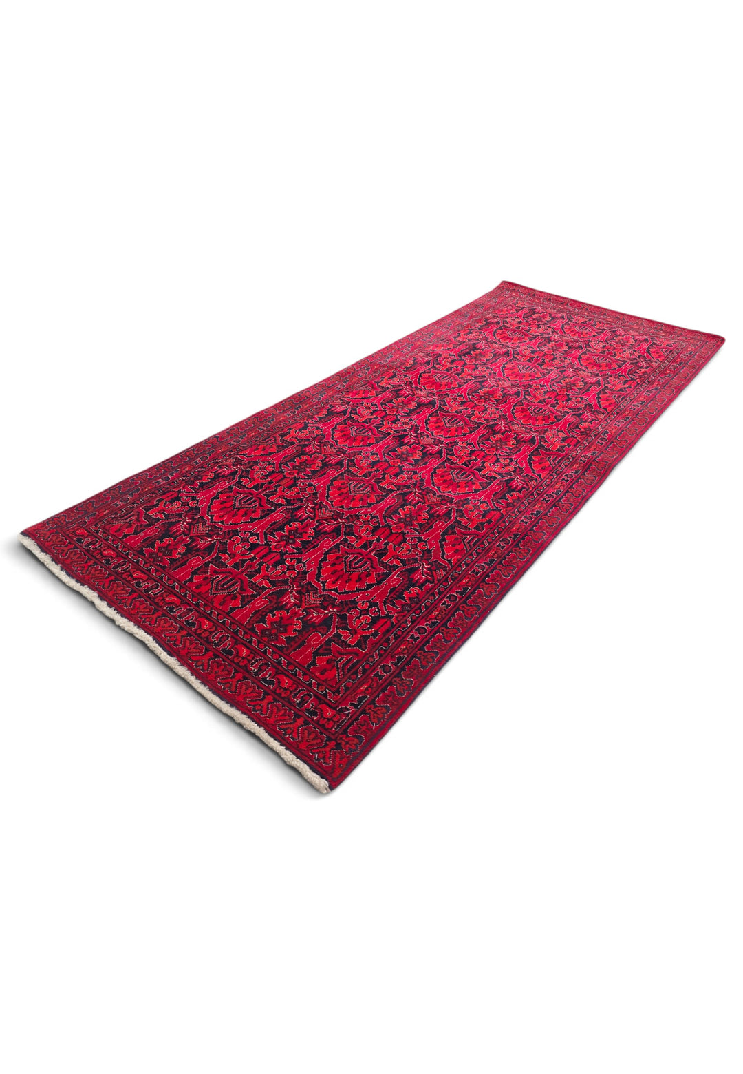 Red and Black Khan Muhammadi Rug, Hand-Knotted Wool