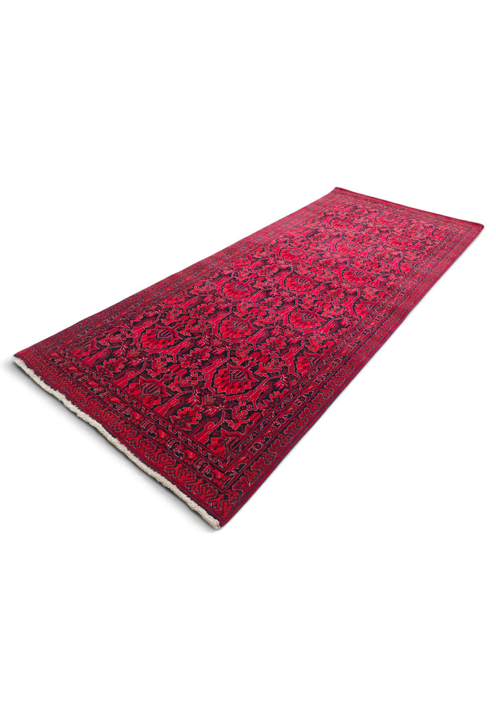 Red and Black Khan Muhammadi Rug, Hand-Knotted Wool
