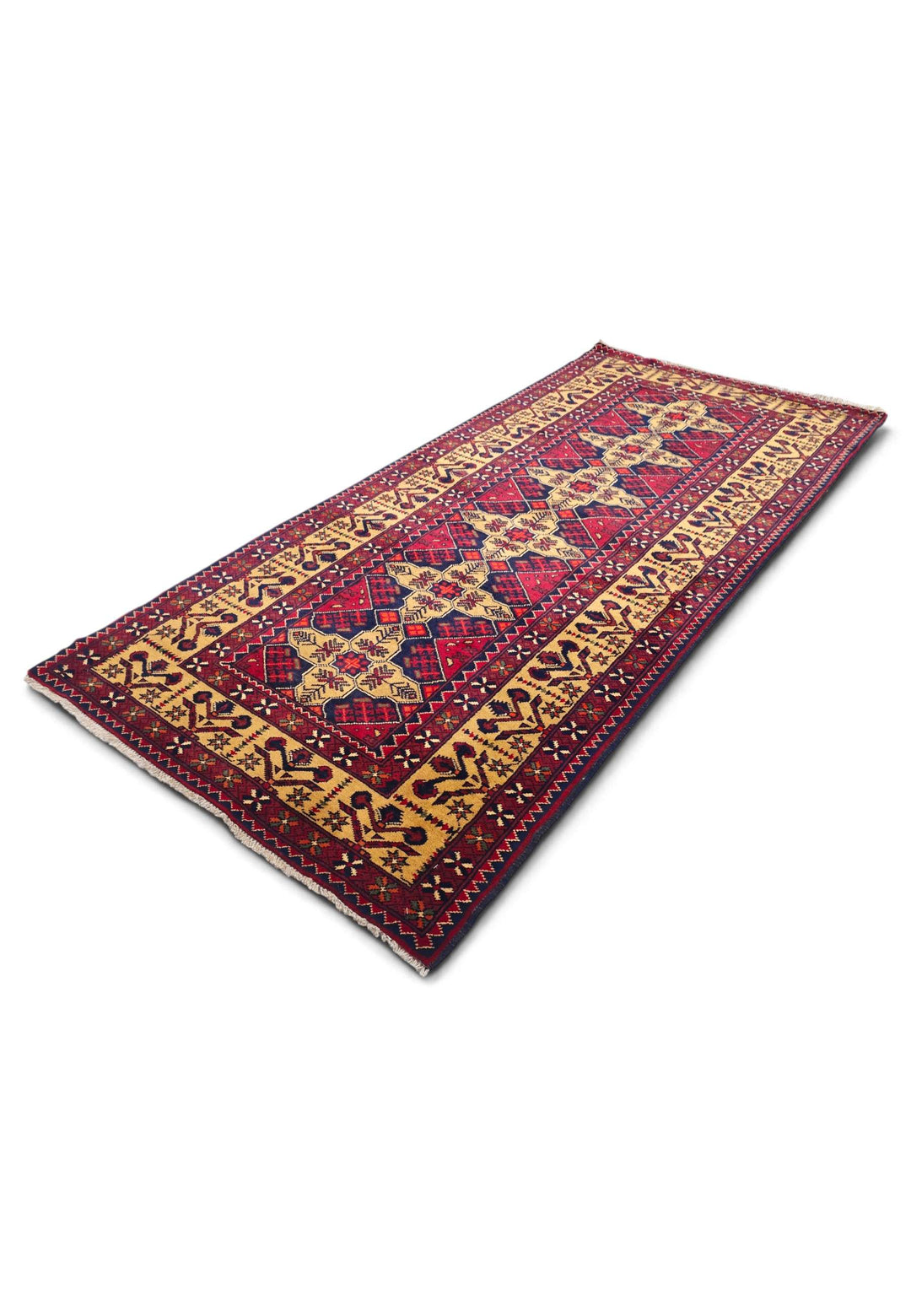 Red and Gold Khal Mohammadi Rug, Hand-Knotted Wool