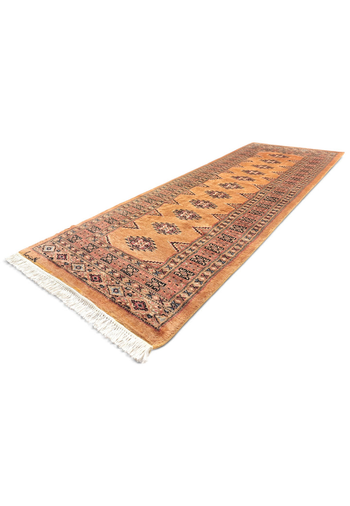 Apricot and Rose Yamoud Gül, Hand-Knotted Wool and Silk Rug