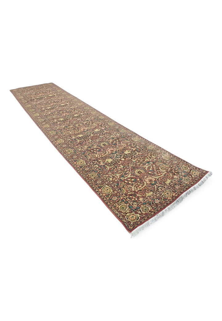 Brick Red and Cream All-Over Shah Abbasi, Hand-Knotted Wool Rug