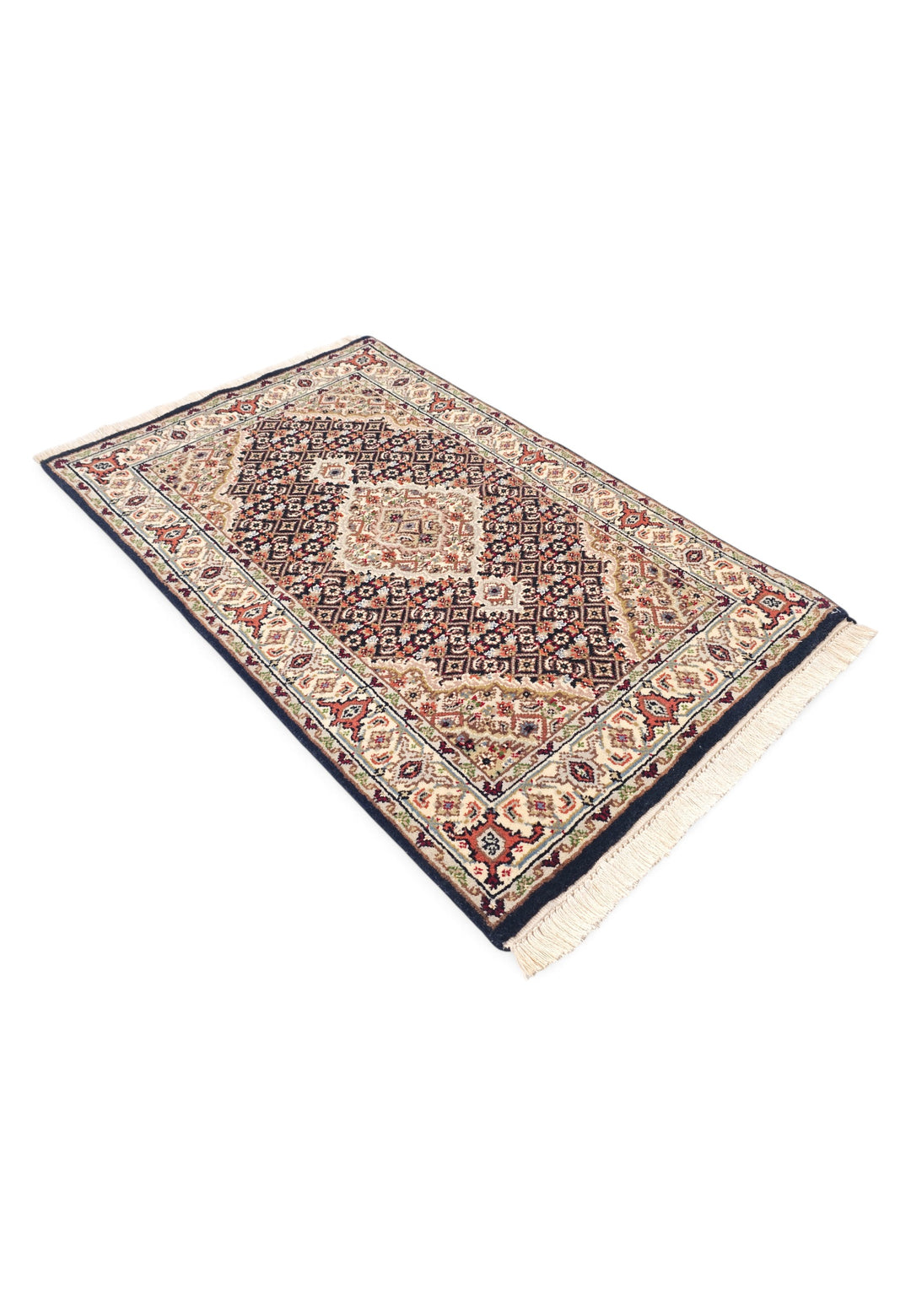 Sandstone and Terracotta Mahi Medallion Tabriz, Hand-Knotted Wool Rug