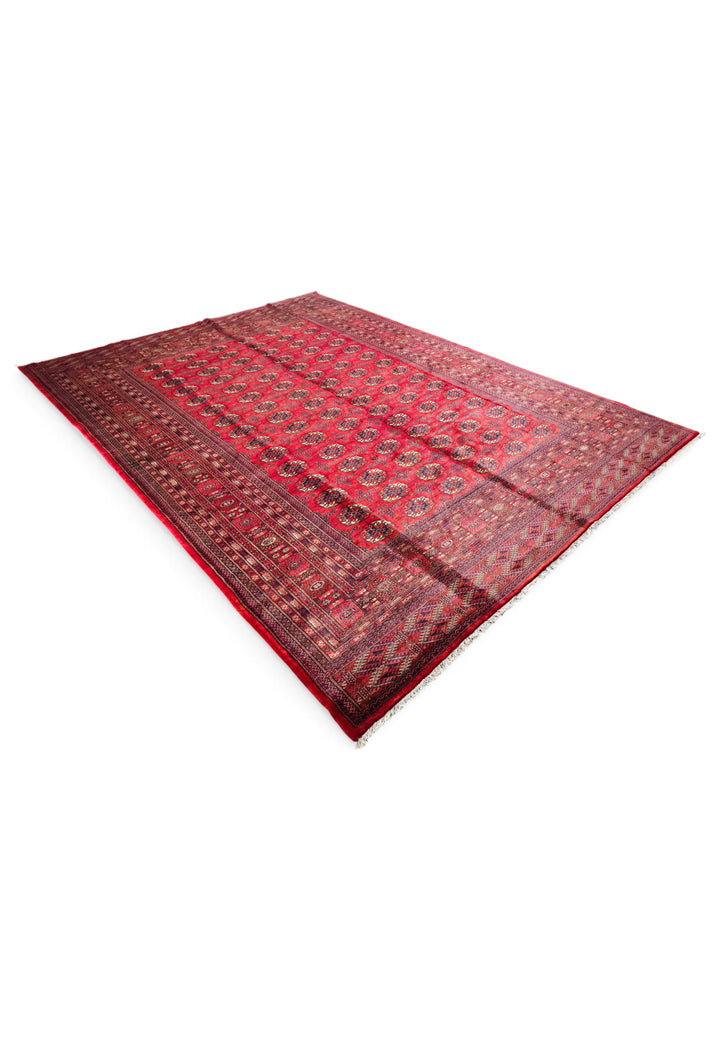 Cherry Red Turkmen Gül Bokhara, Hand-Knotted Sherwan