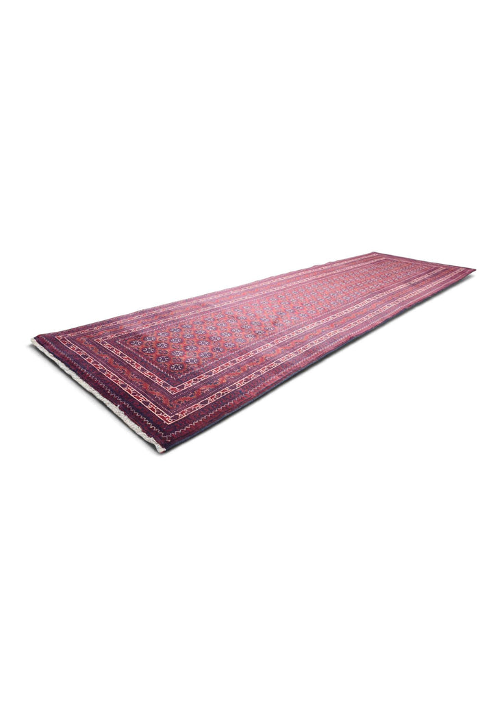 Wine Red Turkmen Gül Khal Mohammadi Runner, Hand-Knotted Wool