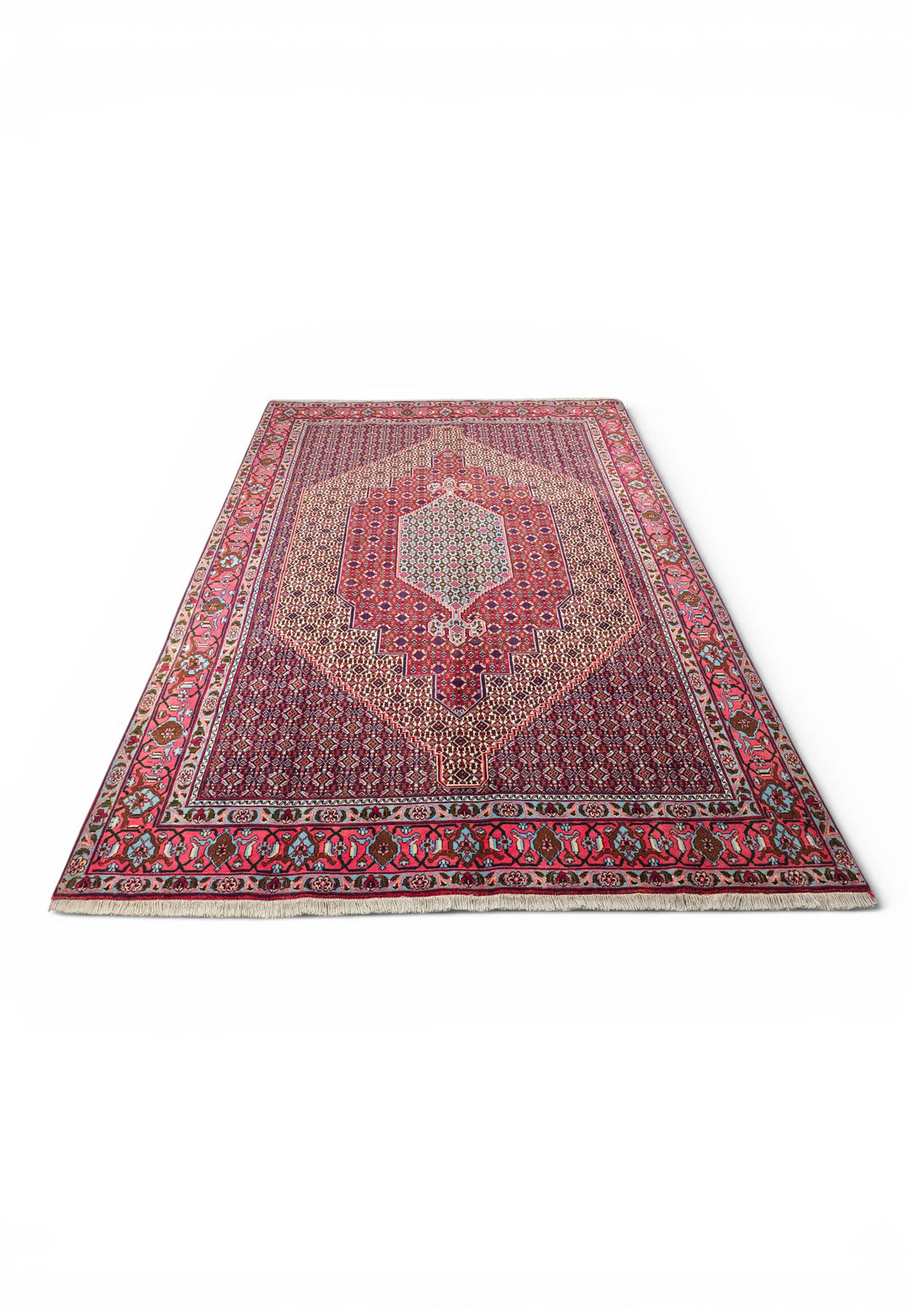Red Herati Medallion Persian Sabzevar, Hand-Knotted Wool Rug