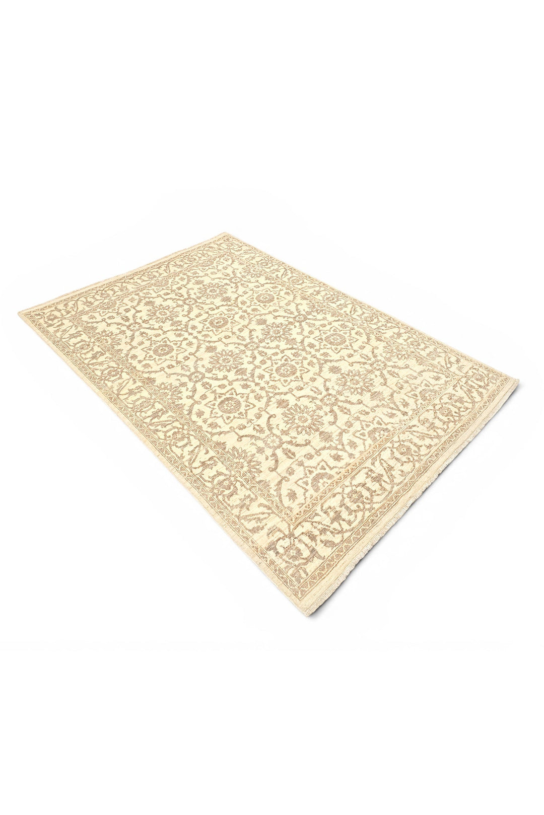 Beige patterned rug on a white background
