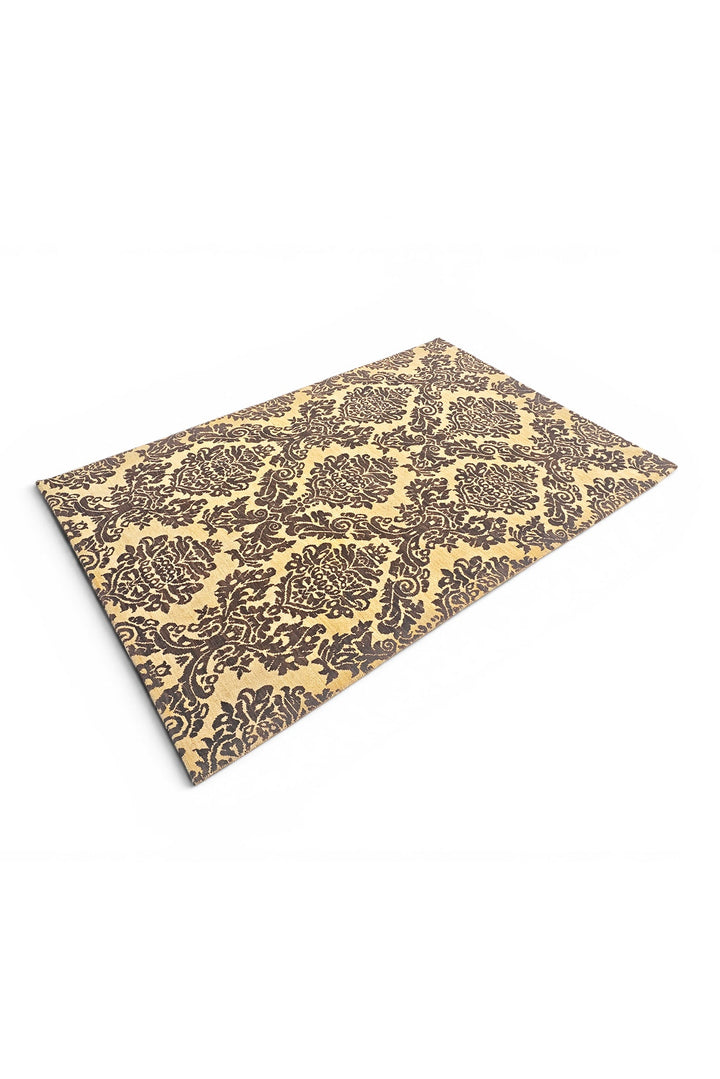 Gold Gabbeh, Hand-Knotted Afghan Wool Rug