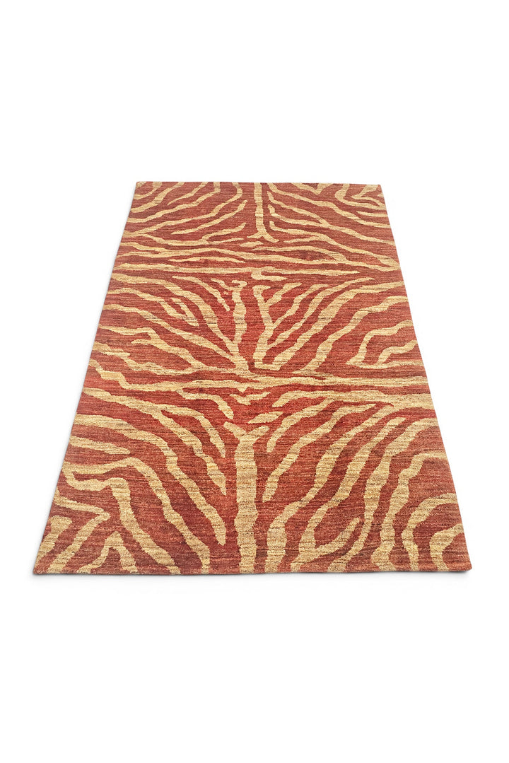 Terracotta Gabbeh, Hand-Knotted Afghan Wool Rug