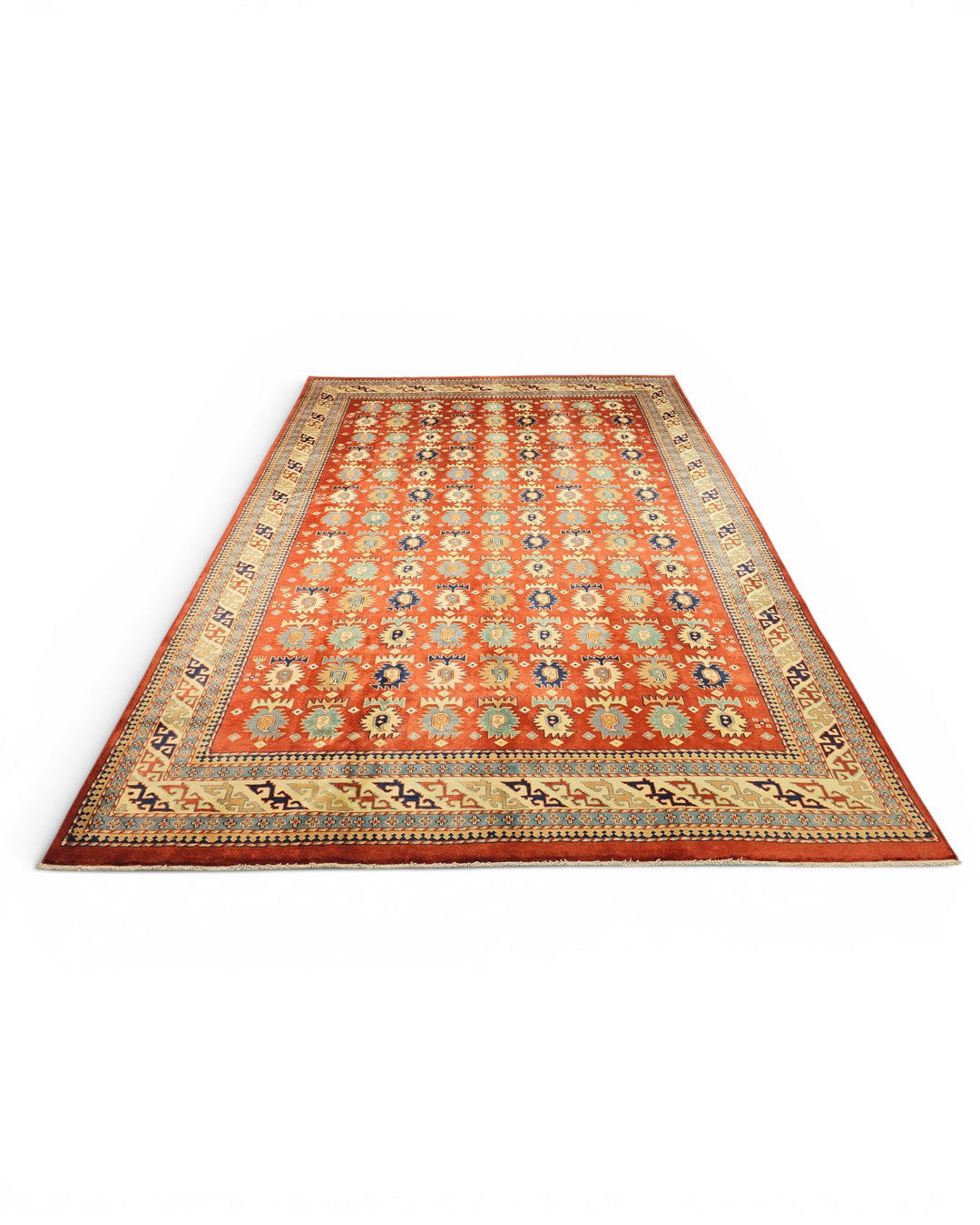 Red Medallion Rug, Hand-Knotted Afghani Sherwan