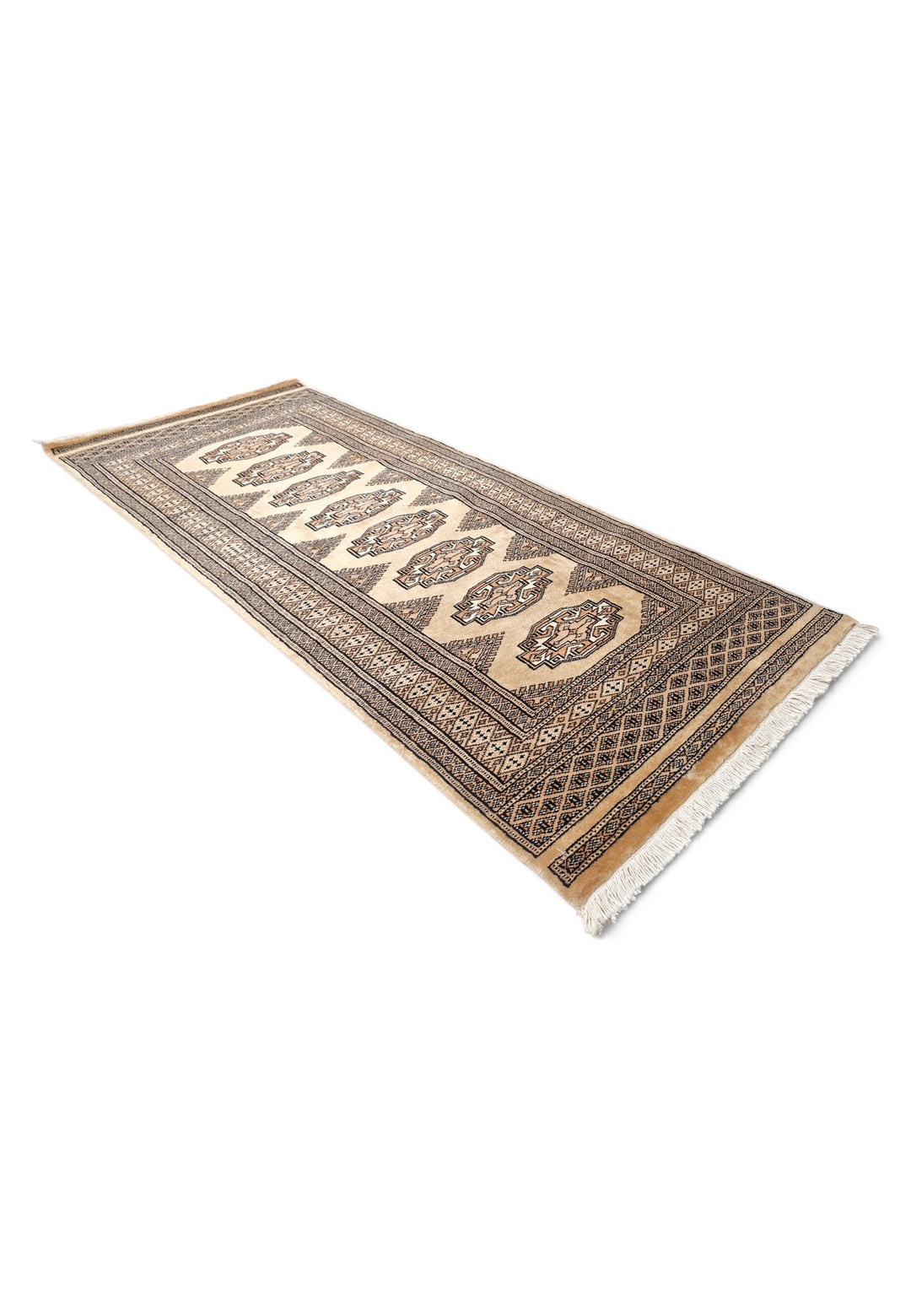 Golden Tan and Beige Yamoud Rug, Hand-Knotted Wool