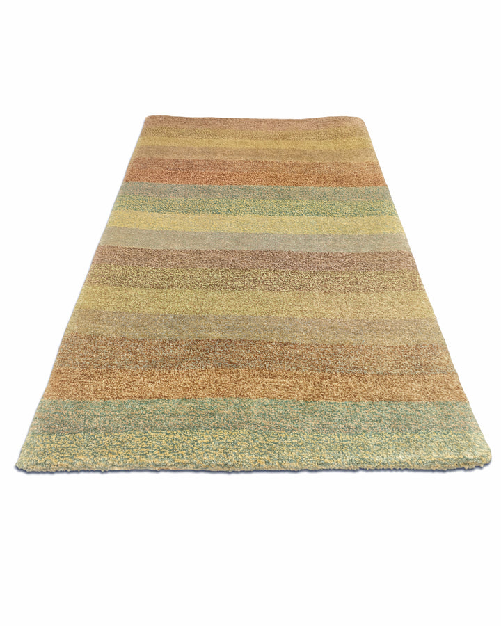 パステルマルチカラーストライプギャッベ、手織りアフガンウールラグ