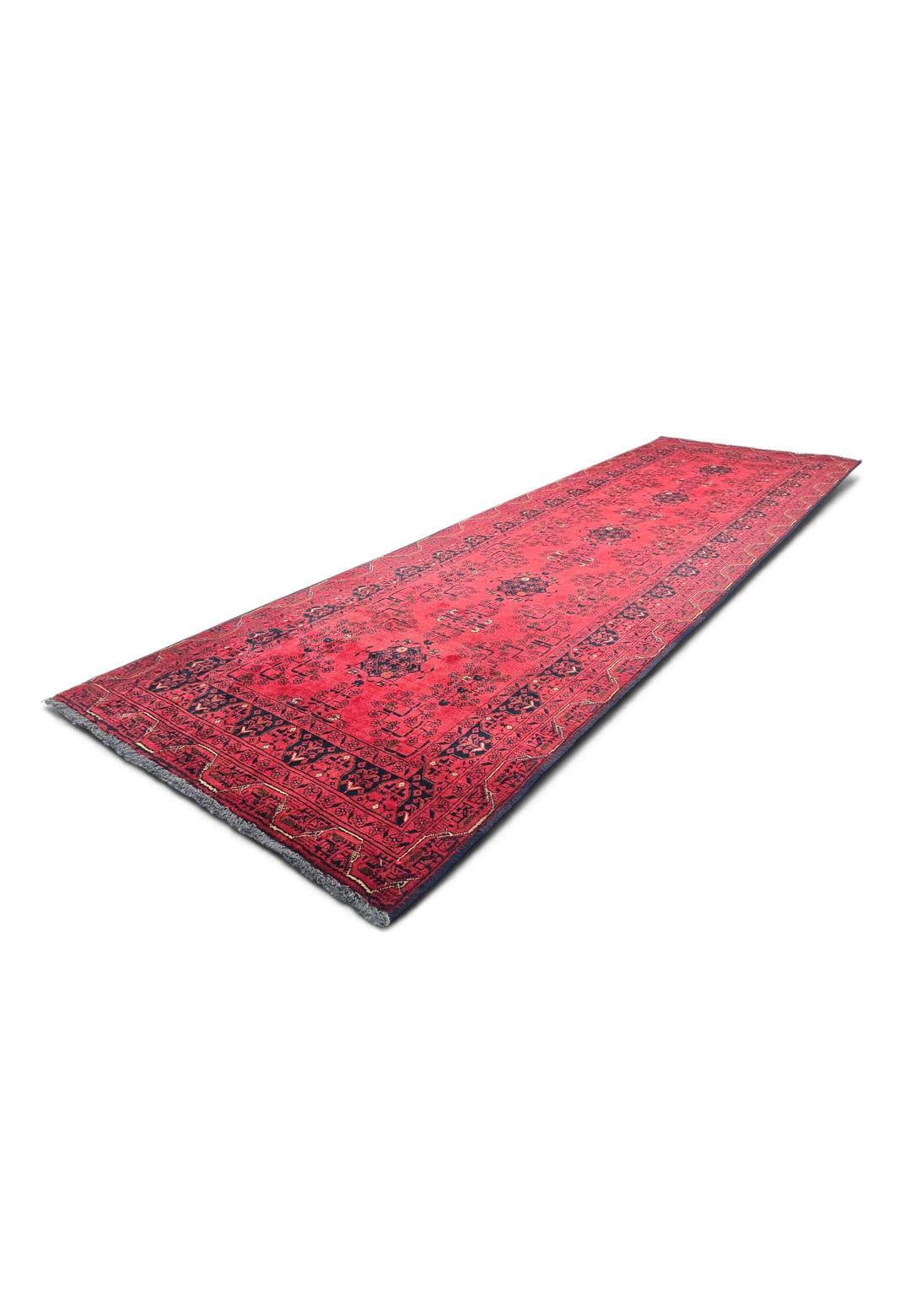 Crimson and Black Khal Mohammadi Runner, Hand-Knotted Wool