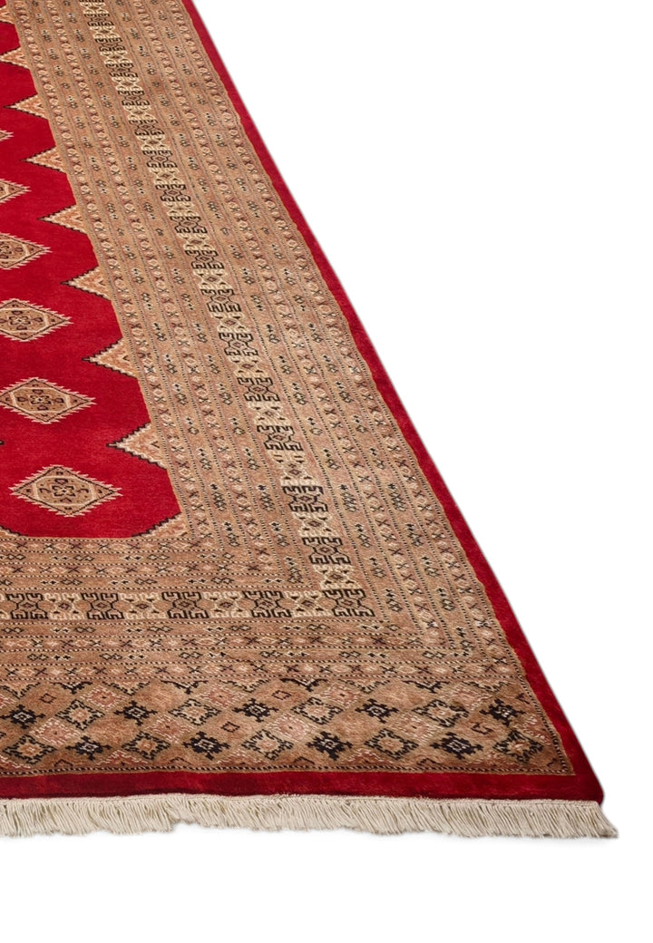 Madder Red and Camel Jaldar Rug, Hand-Knotted Wool and Silk