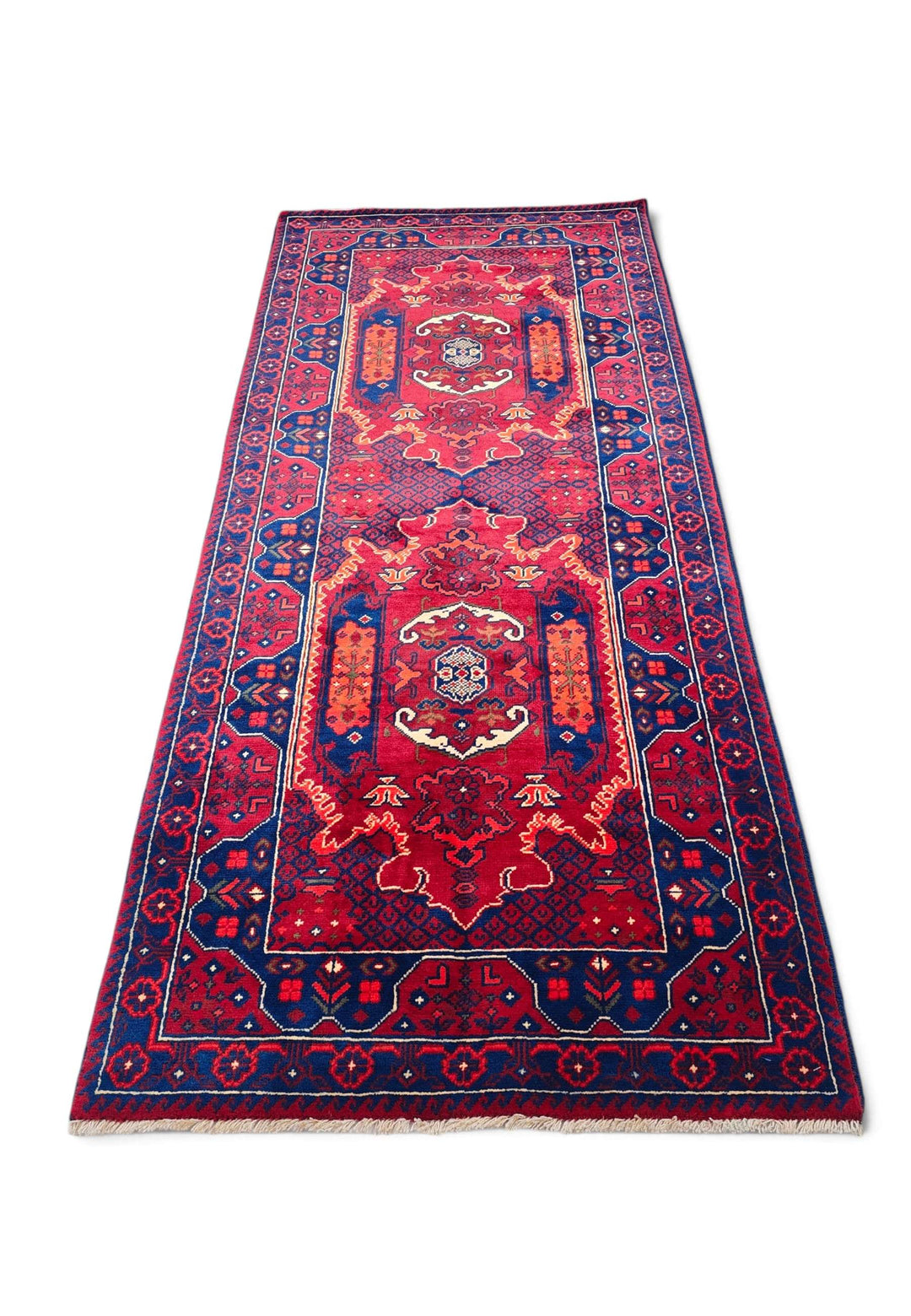 Crimson and Navy Khal Mohammadi Rug, Hand-Knotted Wool