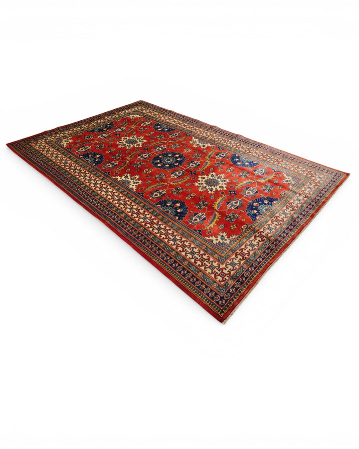 Red Afghani Sherwan, Hand-Knotted Wool Rug