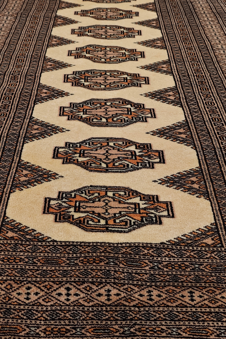 Beige and Brown Yamoud Rug, Hand-Knotted Wool