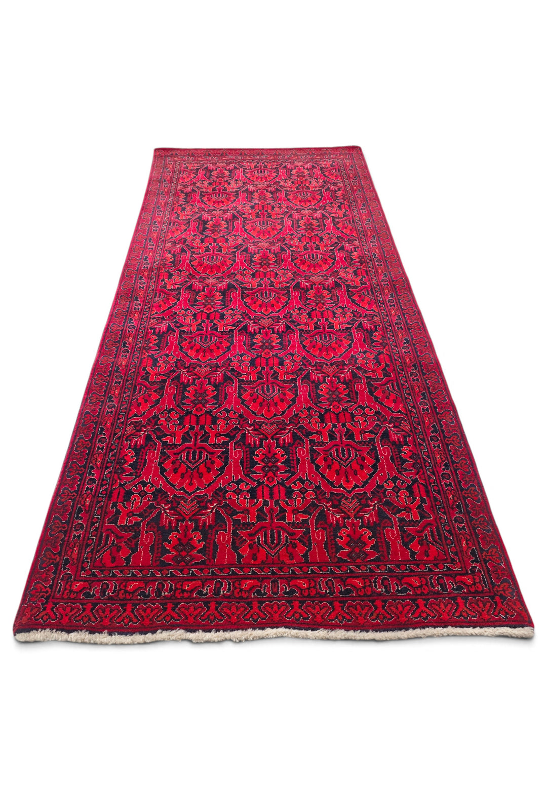 Red and Black Khan Muhammadi Rug, Hand-Knotted Wool