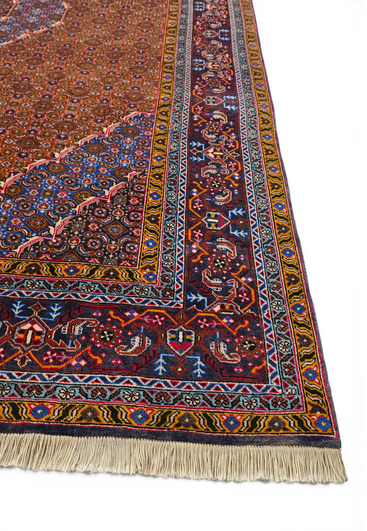 Terracotta Mahi Medallion Persian Ardabil, Hand-Knotted Wool Rug