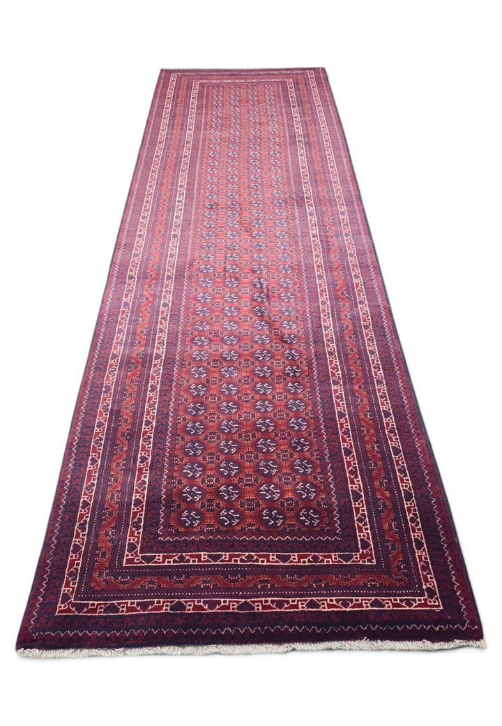 Wine Red Turkmen Gül Khal Mohammadi Runner, Hand-Knotted Wool