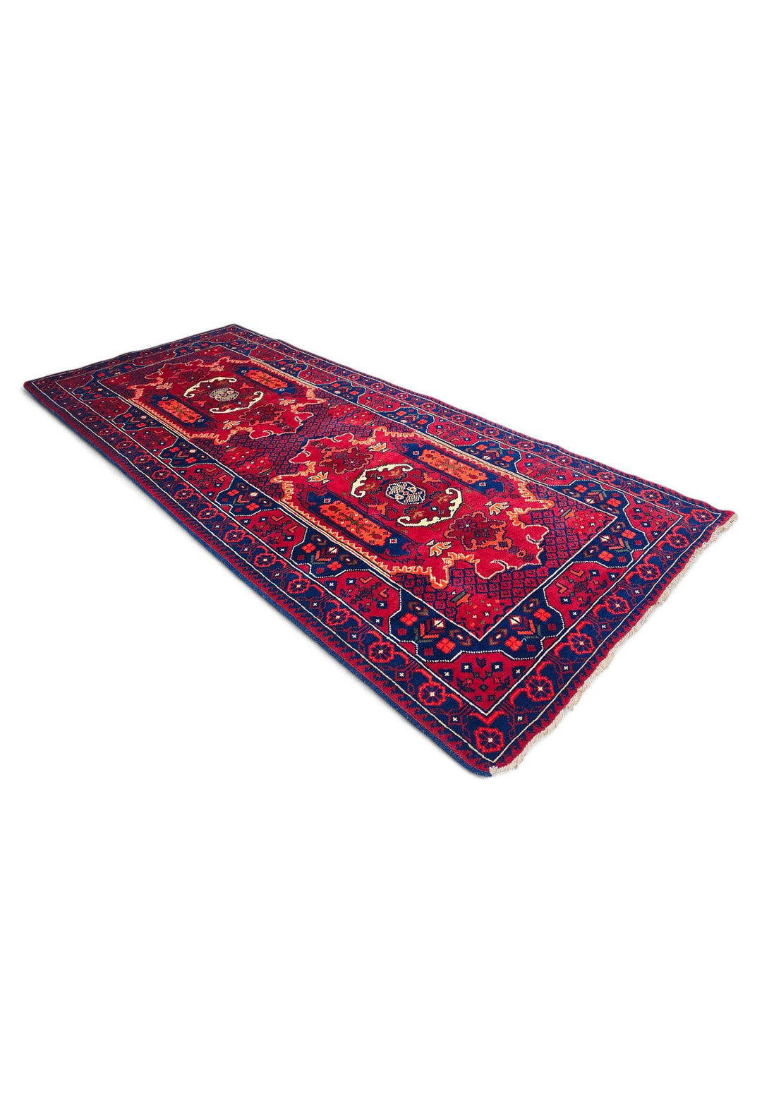 Crimson and Navy Khal Mohammadi Rug, Hand-Knotted Wool