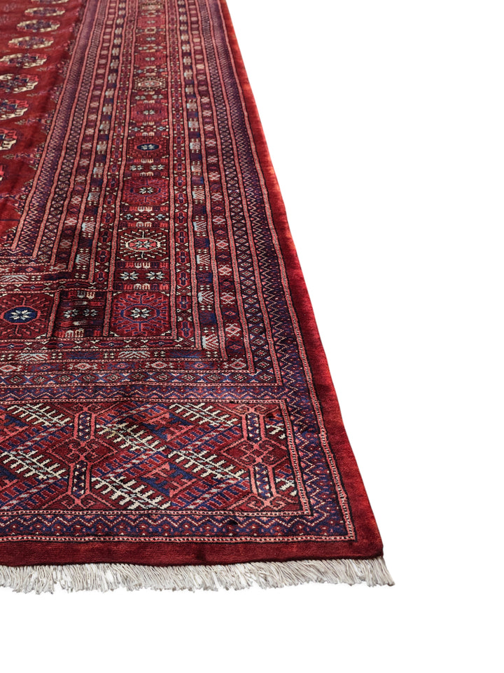 Wine Red Turkmen Gül Bokhara, Hand-Knotted Sherwan