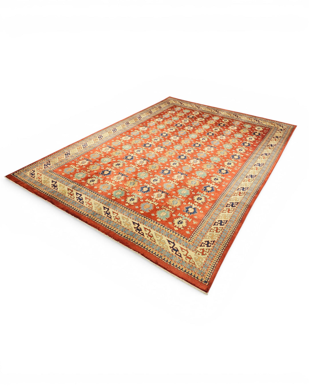 Red Medallion Rug, Hand-Knotted Afghani Sherwan