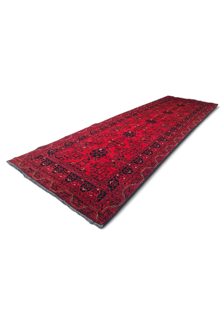 Bright Red and Navy Khal Mohammadi Runner, Hand-Knotted Wool