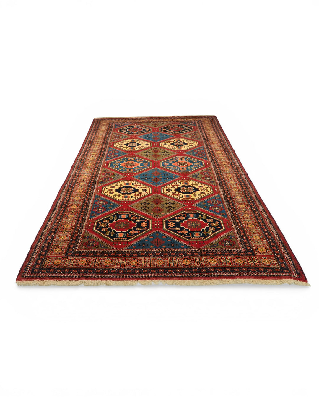 Burgundy &amp; Gold Compartment Rug, Hand-Knotted Afghani Sherwan
