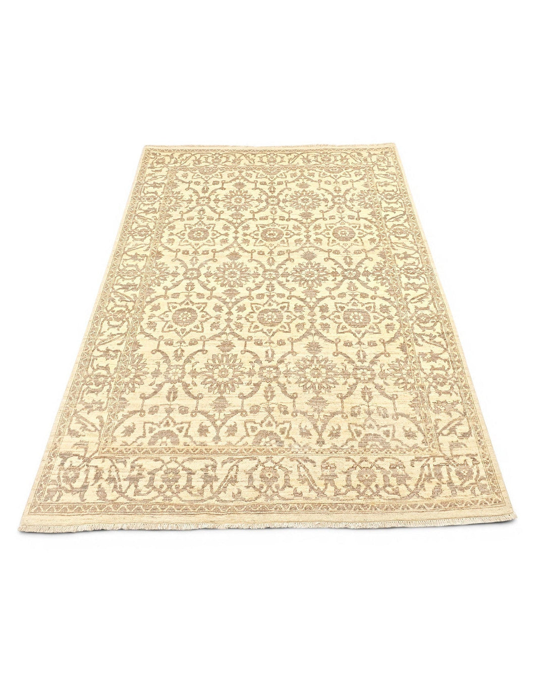 Beige patterned rug on a white background