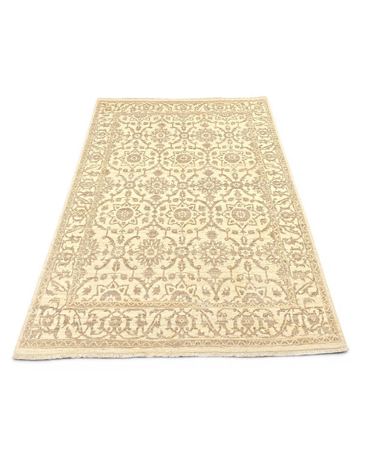 Beige patterned rug on a white background
