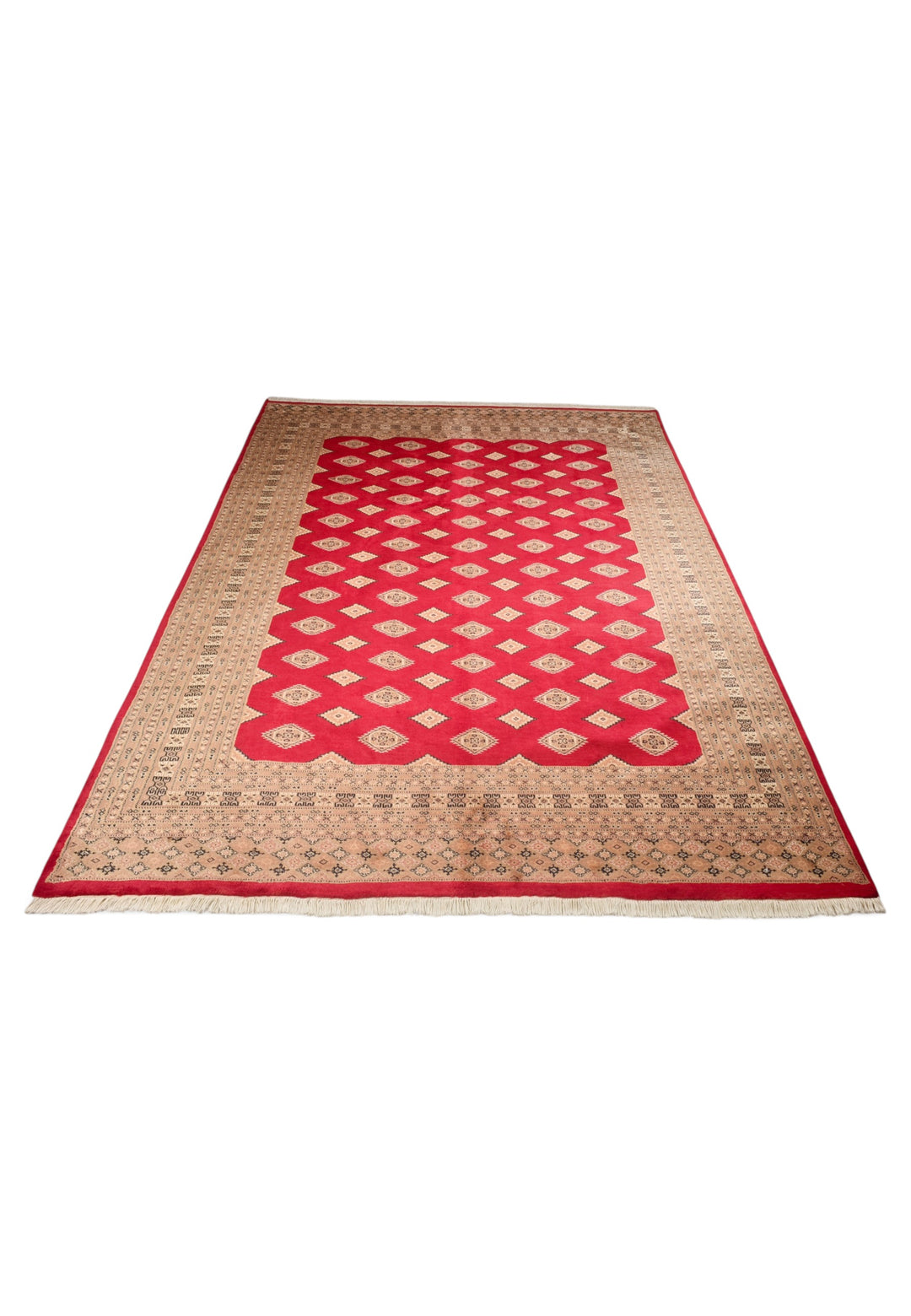 Madder Red and Camel Jaldar Rug, Hand-Knotted Wool and Silk
