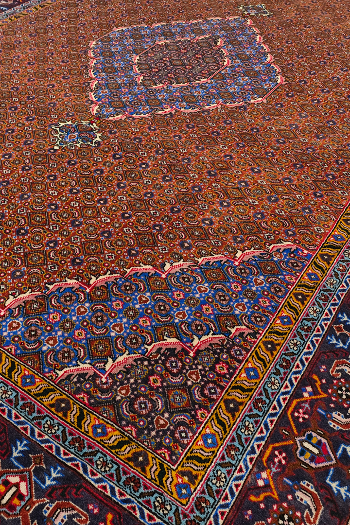 Terracotta Mahi Medallion Persian Ardabil, Hand-Knotted Wool Rug