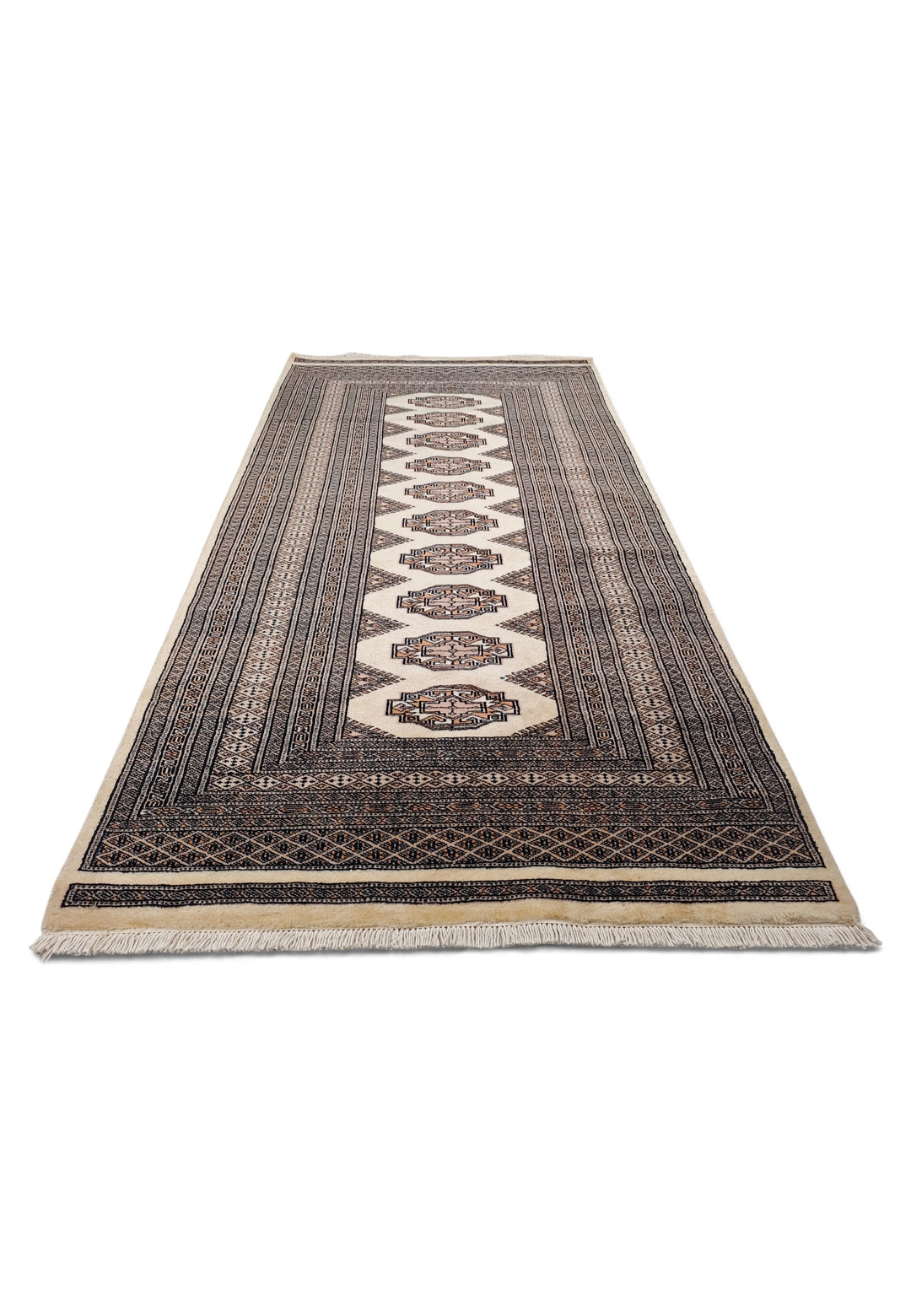 Beige and Brown Yamoud Rug, Hand-Knotted Wool