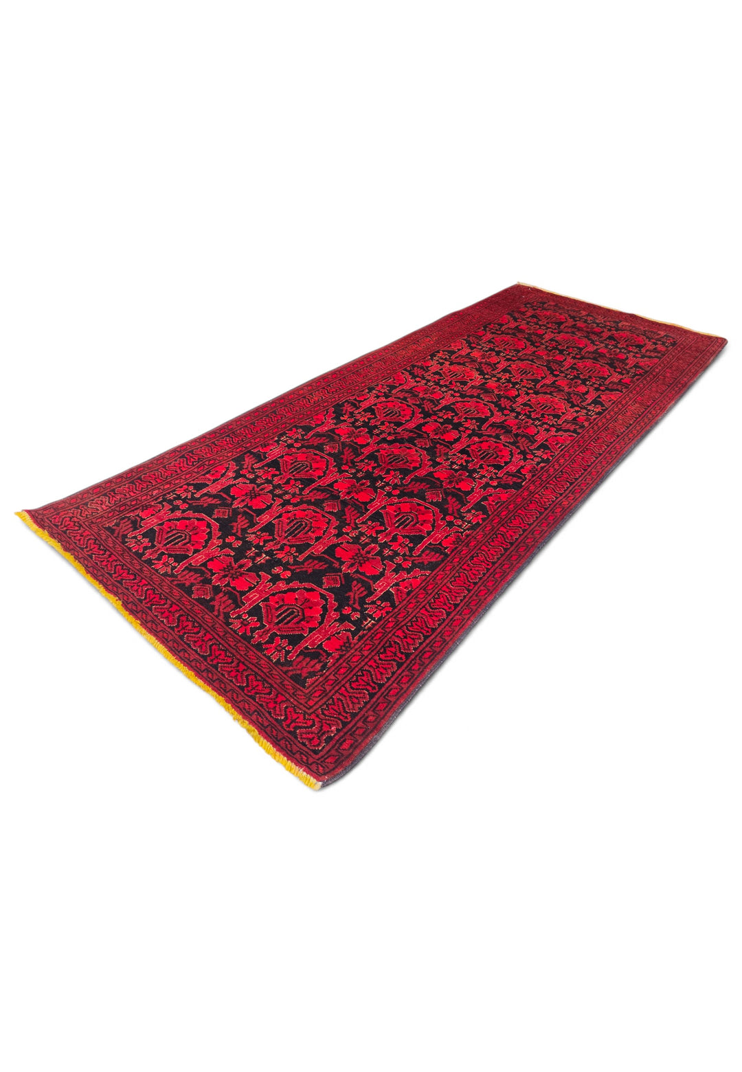 Red and Black Khan Muhammadi Rug, Hand-Knotted Wool