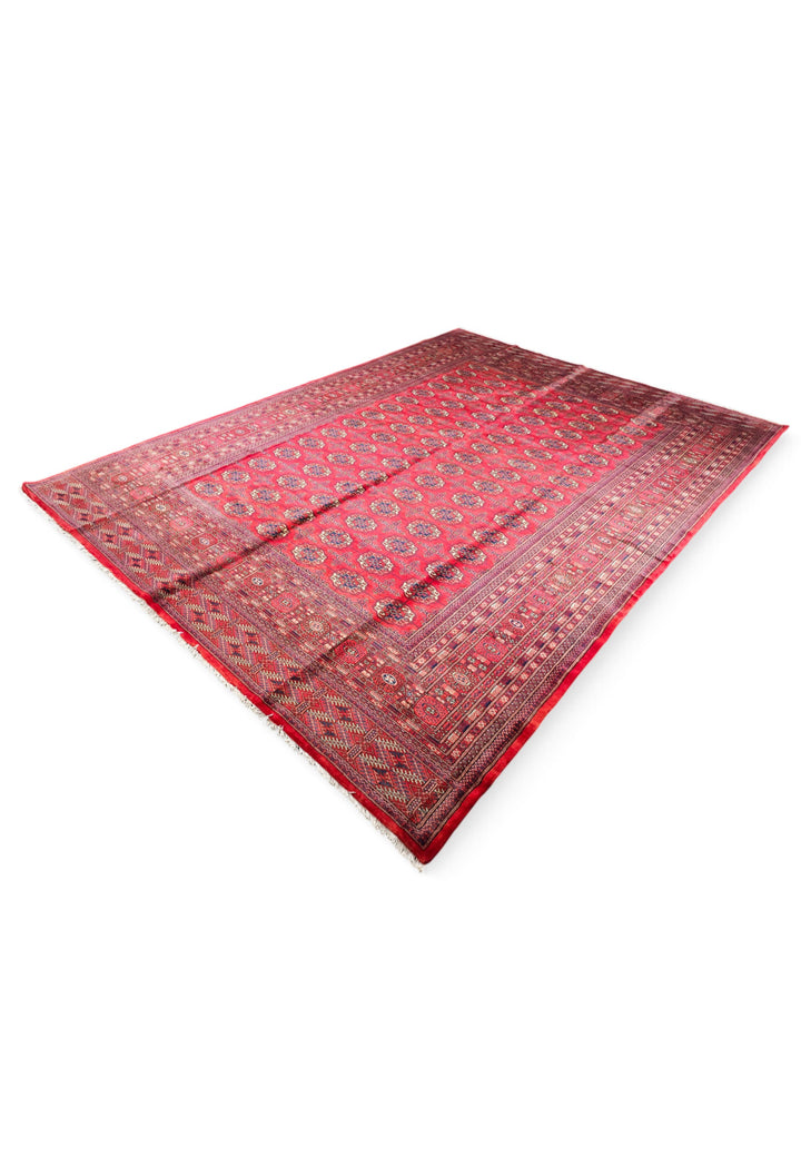 Cherry Red Turkmen Gül Bokhara, Hand-Knotted Sherwan