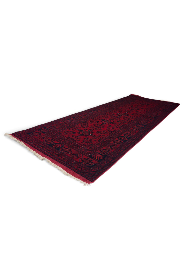 Deep Red Diamond Medallion Khan Muhammadi Rug, Hand-Knotted Wool