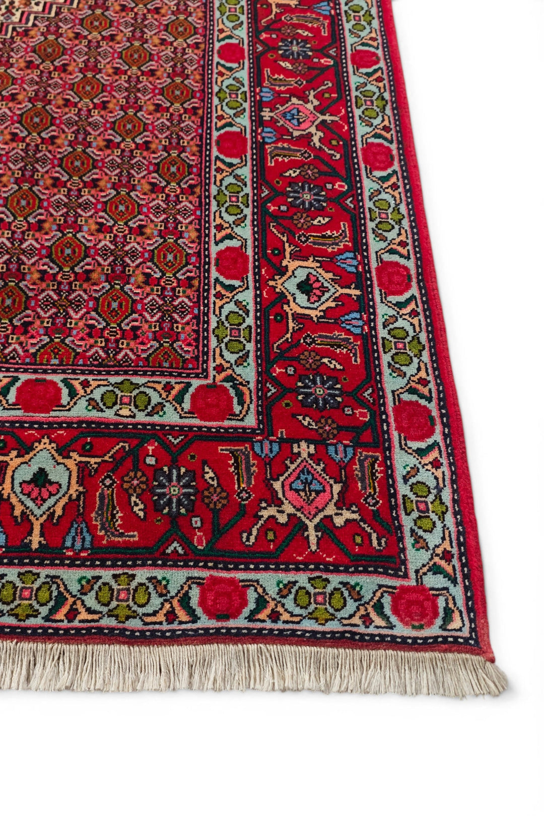 Red Mahi Medallion Persian Tabriz, Hand-Knotted Wool Rug