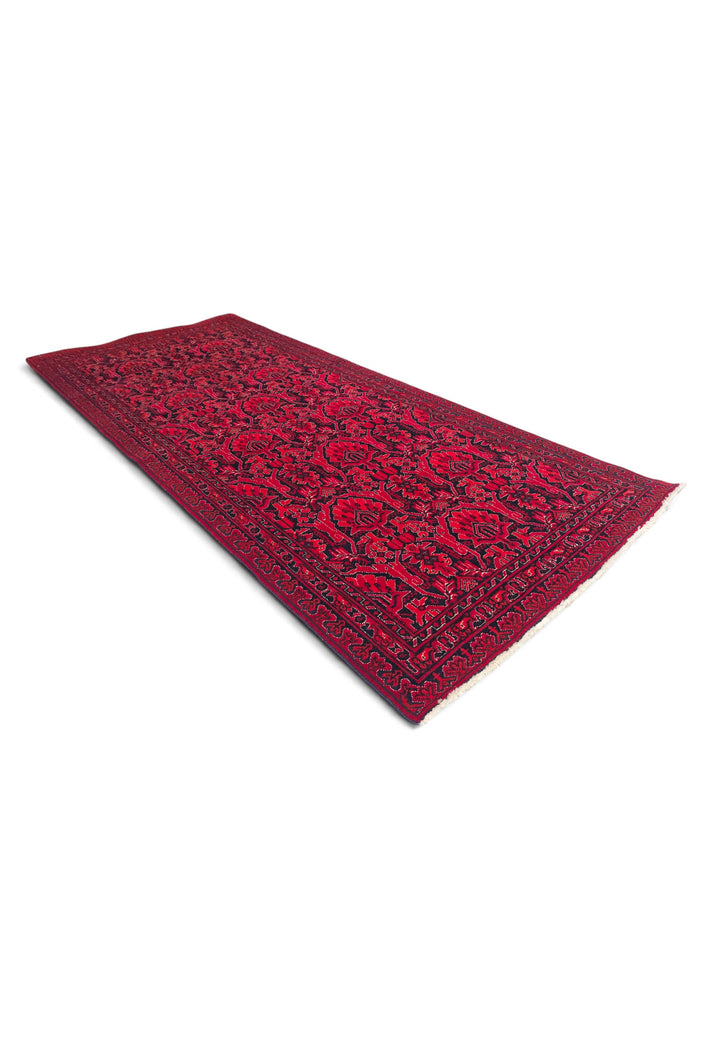 Red and Black Khan Muhammadi Rug, Hand-Knotted Wool