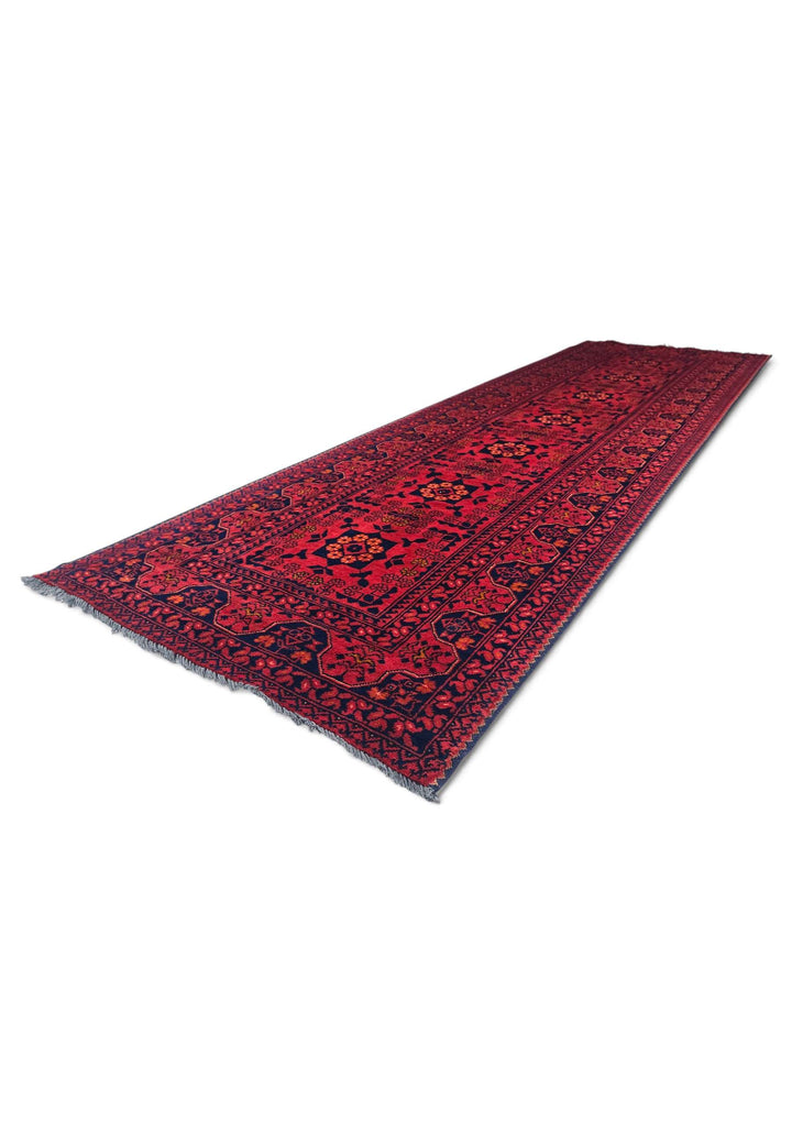 Coral and Gold Khal Mohammadi Runner, Hand-Knotted Wool