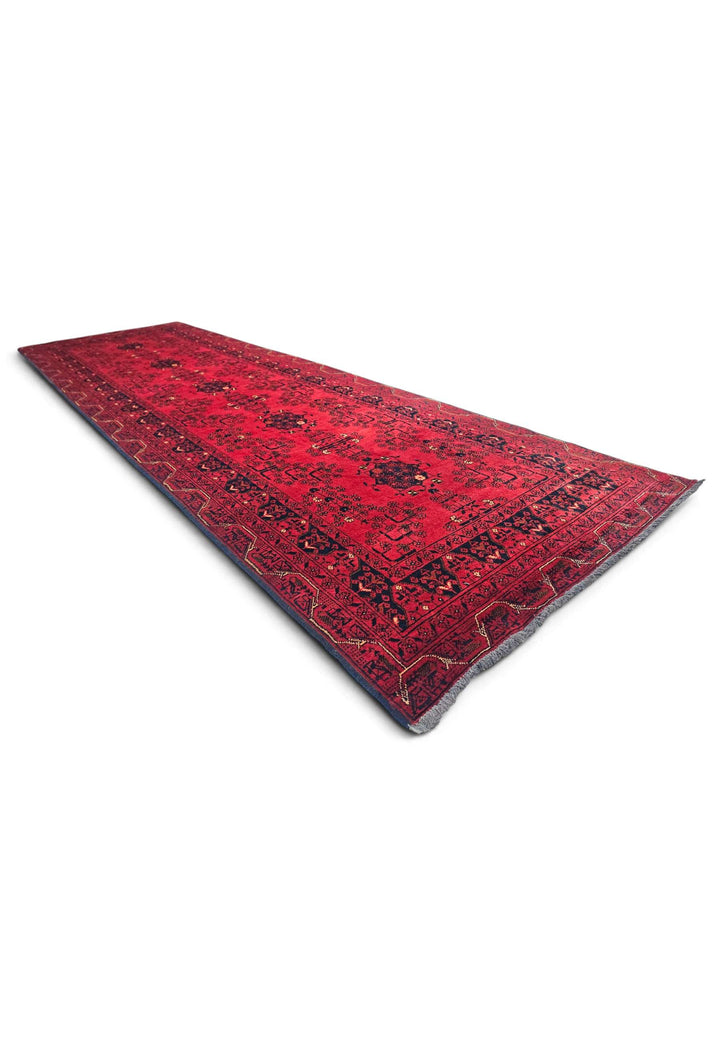 Crimson and Black Khal Mohammadi Runner, Hand-Knotted Wool