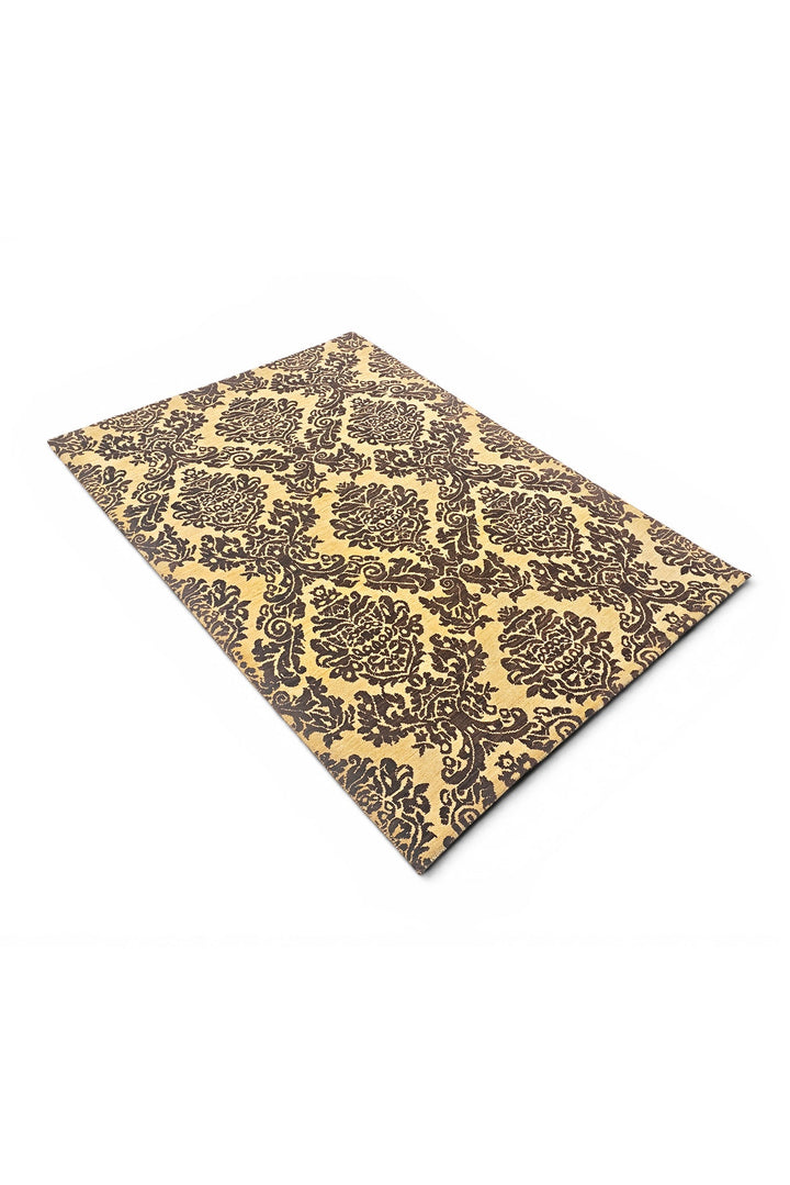 Gold Gabbeh, Hand-Knotted Afghan Wool Rug
