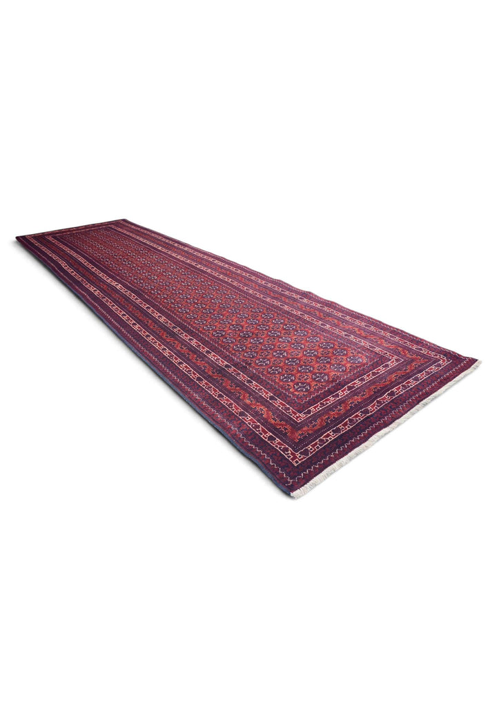 Wine Red Turkmen Gül Khal Mohammadi Runner, Hand-Knotted Wool