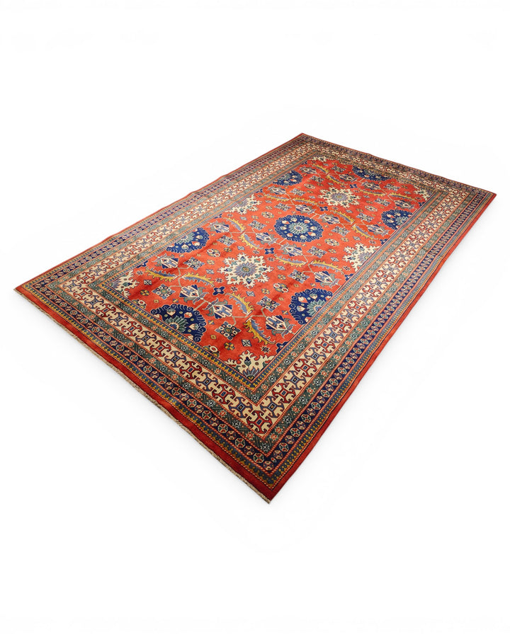 Red Afghani Sherwan, Hand-Knotted Wool Rug